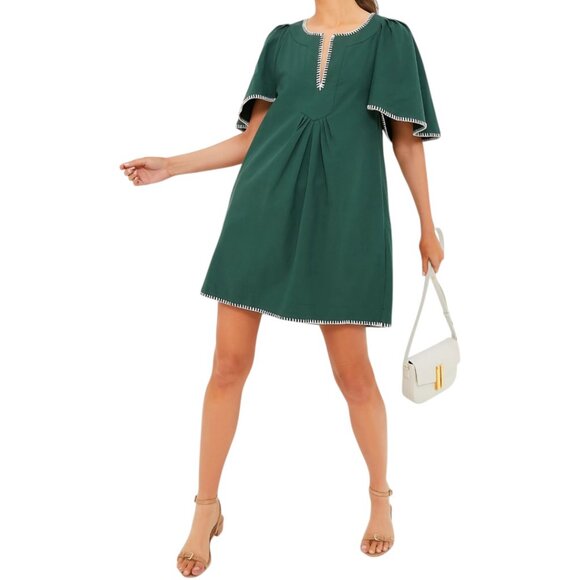 Tuckernuck Dresses & Skirts - Tuckernuck Pomander Place Green Stitch Finley Flutter Sleeve Dress